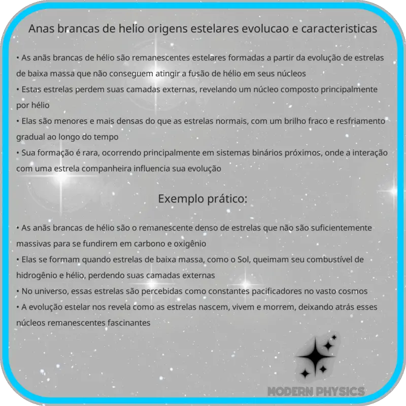 Anãs Brancas de Hélio | Origens Estelares, Evolução e Características