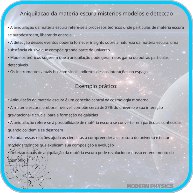 Aniquilação da Matéria Escura | Mistérios, Modelos e Detecção