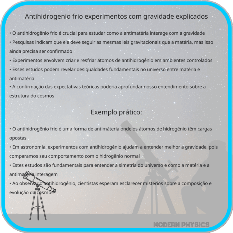 Antihidrogênio Frio: Experimentos com Gravidade Explicados