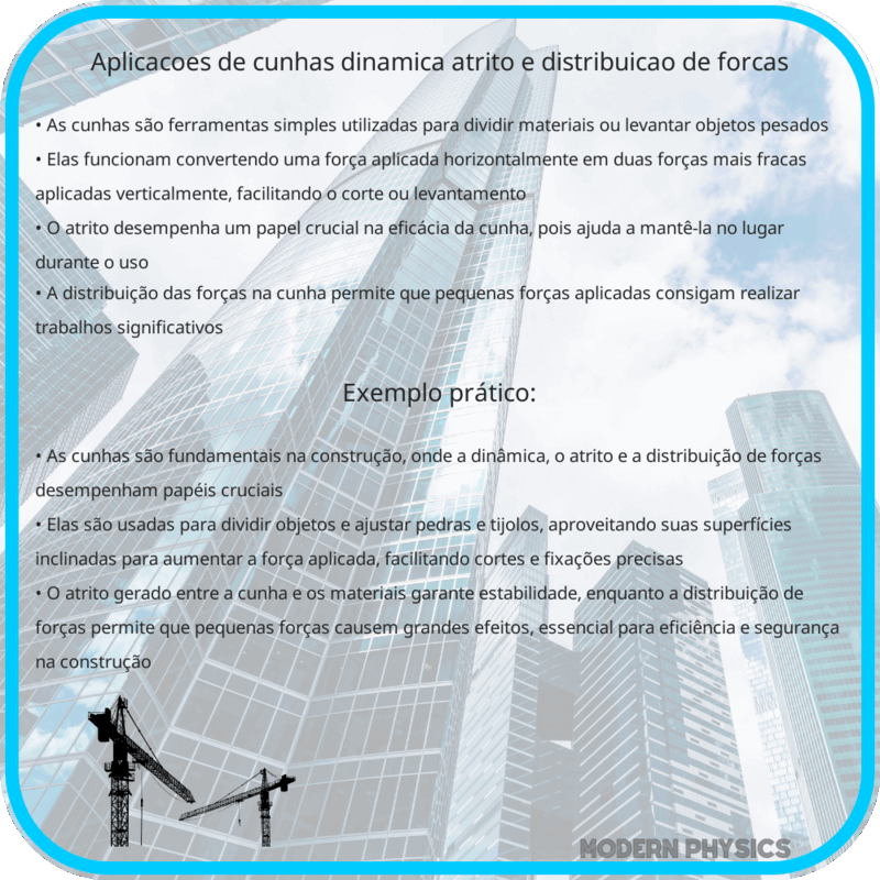 Aplicações de Cunhas | Dinâmica, Atrito e Distribuição de Forças