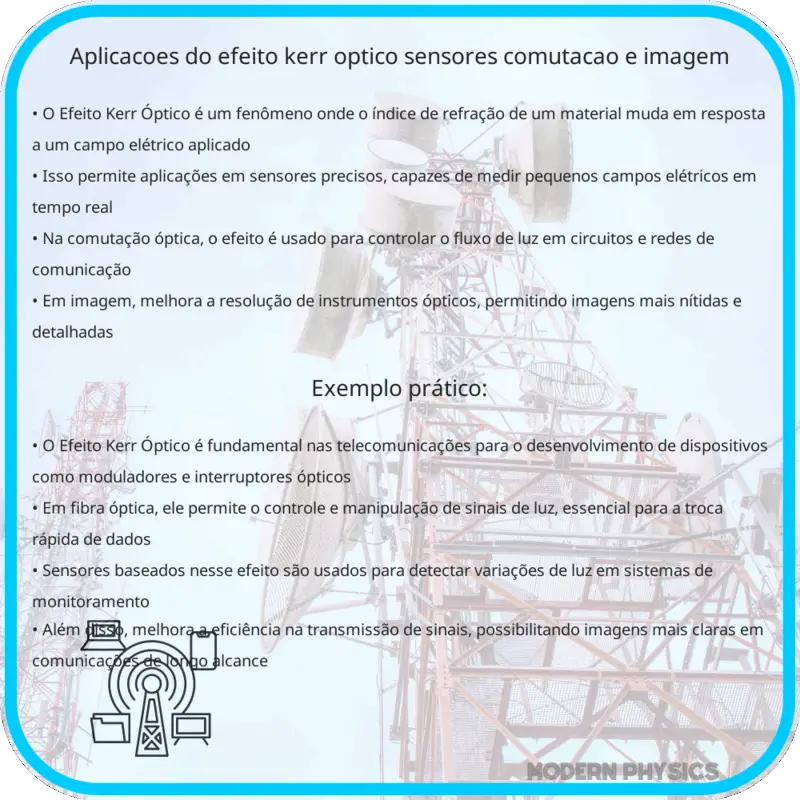 Aplicações do Efeito Kerr Óptico | Sensores, Comutação e Imagem