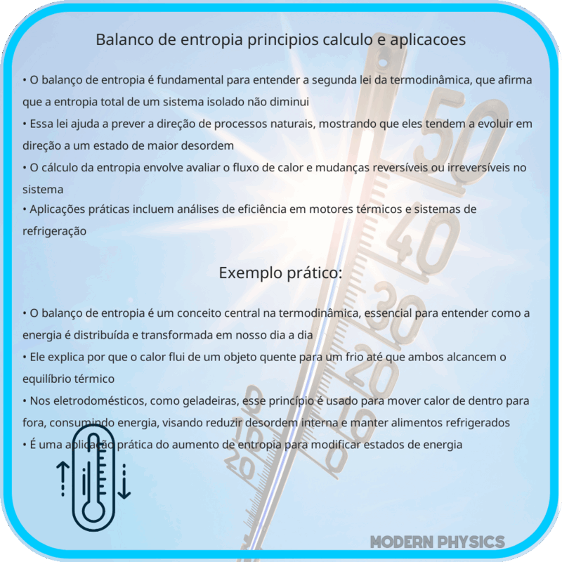 Balanço de Entropia | Princípios, Cálculo e Aplicações