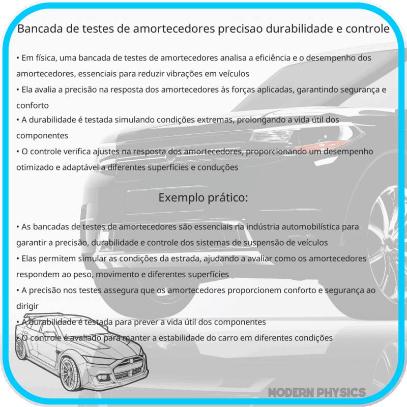 Bancada de Testes de Amortecedores | Precisão, Durabilidade e Controle
