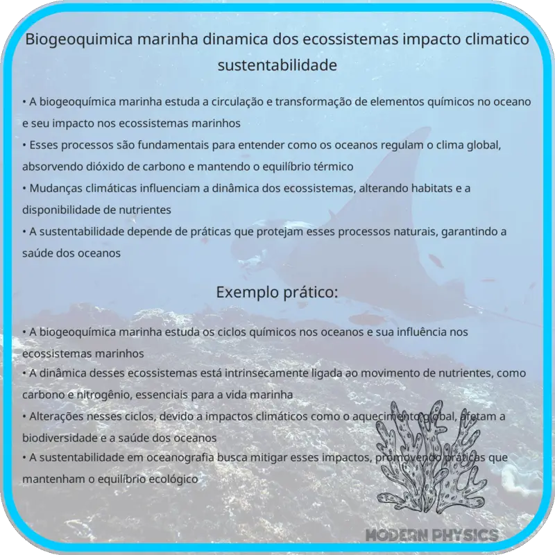 Biogeoquímica Marinha | Dinâmica dos Ecossistemas, Impacto Climático & Sustentabilidade