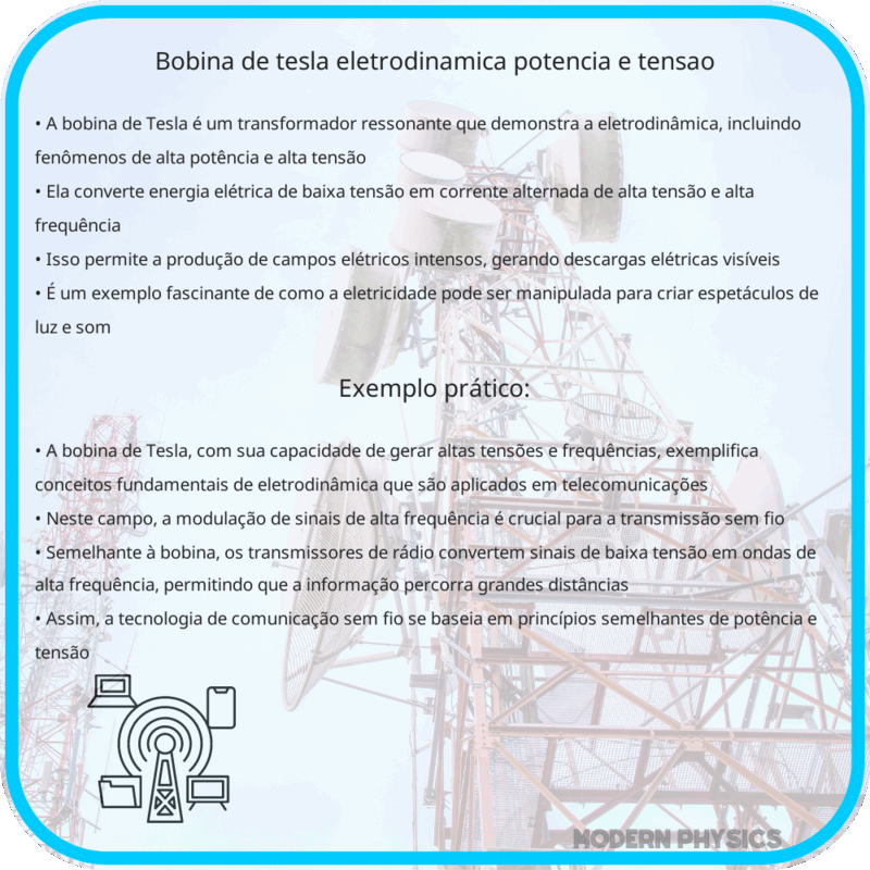 Bobina de Tesla: Eletrodinâmica, Potência e Tensão