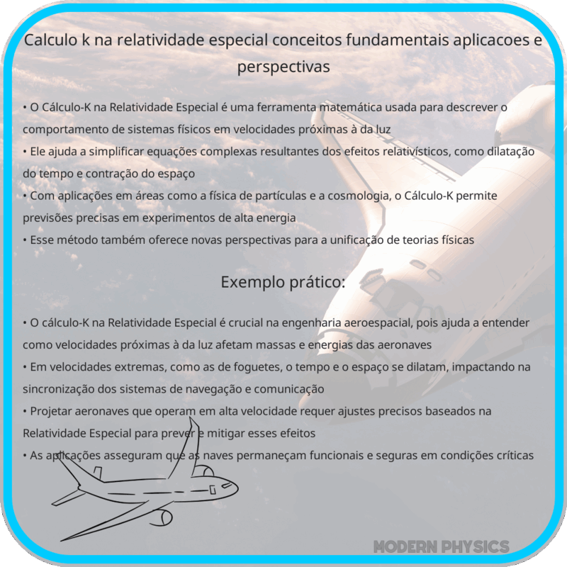 Cálculo-K na Relatividade Especial | Conceitos Fundamentais, Aplicações e Perspectivas