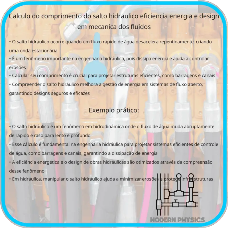 Cálculo do Comprimento do Salto Hidráulico | Eficiência, Energia e Design em Mecânica dos Fluidos