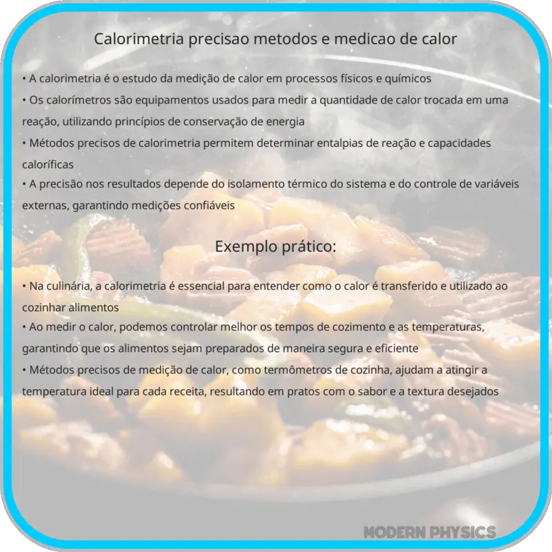 Calorimetria | Precisão, Métodos e Medição de Calor