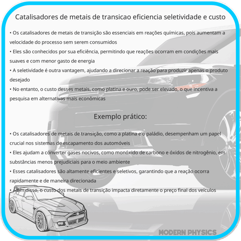Catalisadores de Metais de Transição | Eficiência, Seletividade e Custo