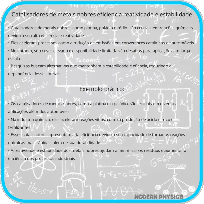 Catalisadores de Metais Nobres | Eficiência, Reatividade e Estabilidade