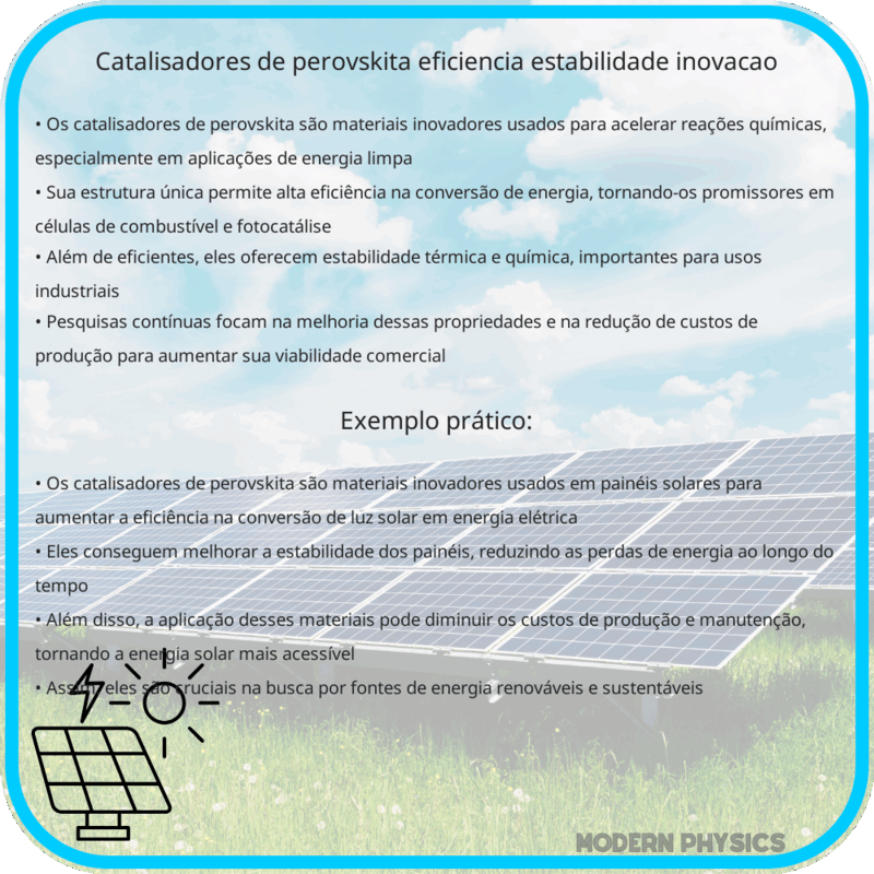 Catalisadores de Perovskita | Eficiência, Estabilidade & Inovação