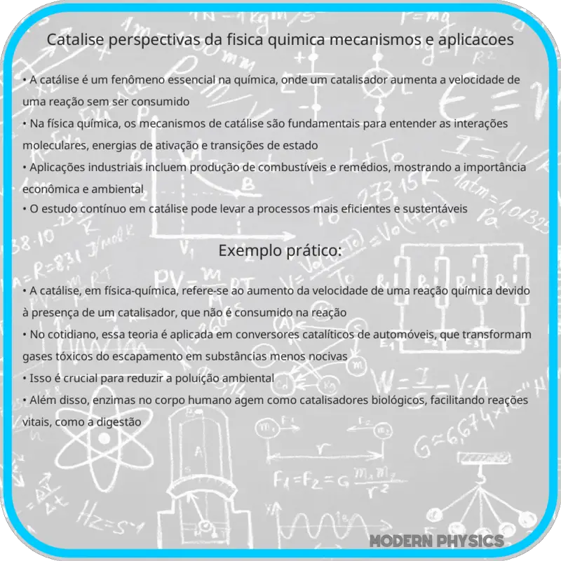 Catálise | Perspectivas da Física Química, Mecanismos e Aplicações