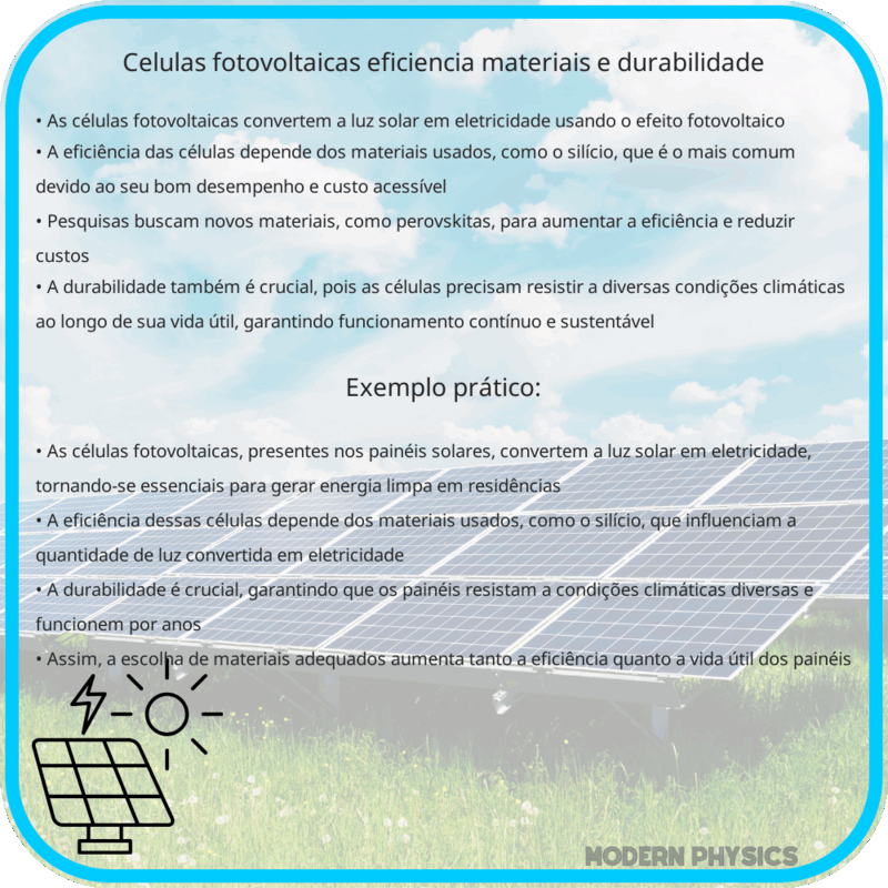 Células Fotovoltaicas | Eficiência, Materiais e Durabilidade