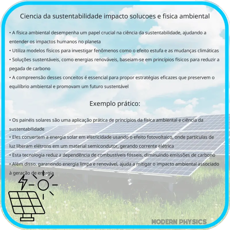 Ciência da Sustentabilidade | Impacto, Soluções e Física Ambiental