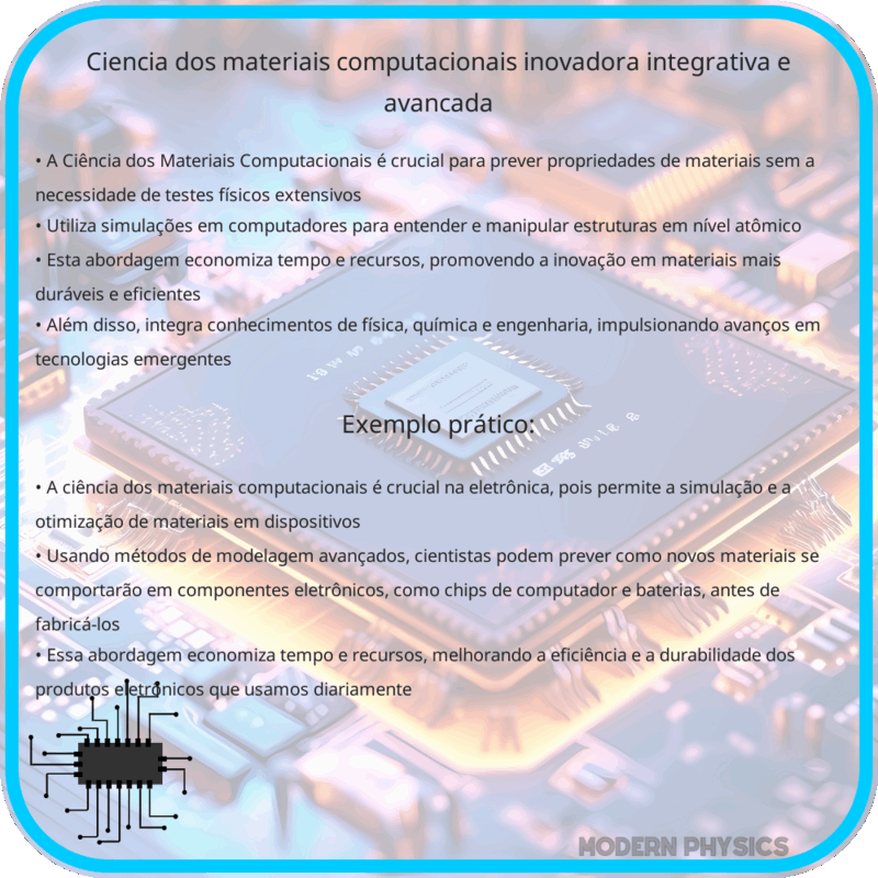 Ciência dos Materiais Computacionais | Inovadora, Integrativa e Avançada