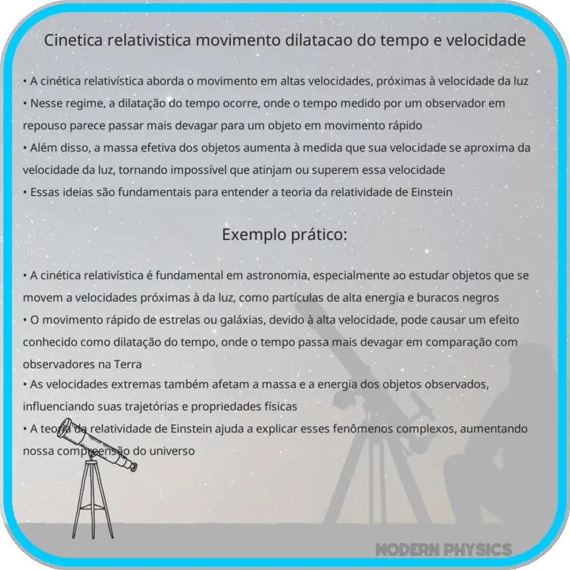 Cinética Relativística | Movimento, Dilatação do Tempo e Velocidade