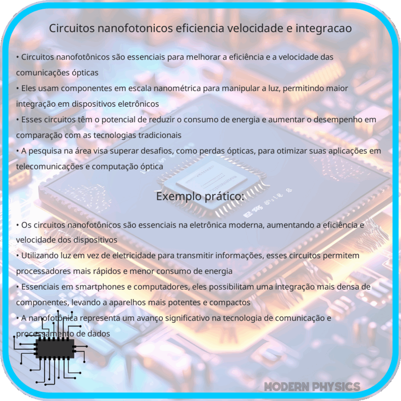 Circuitos Nanofotônicos: Eficiência, Velocidade e Integração