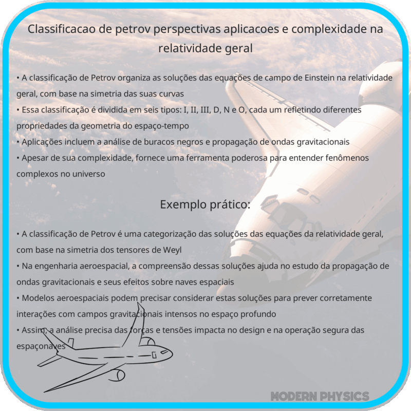 Classificação de Petrov | Perspectivas, Aplicações e Complexidade na Relatividade Geral