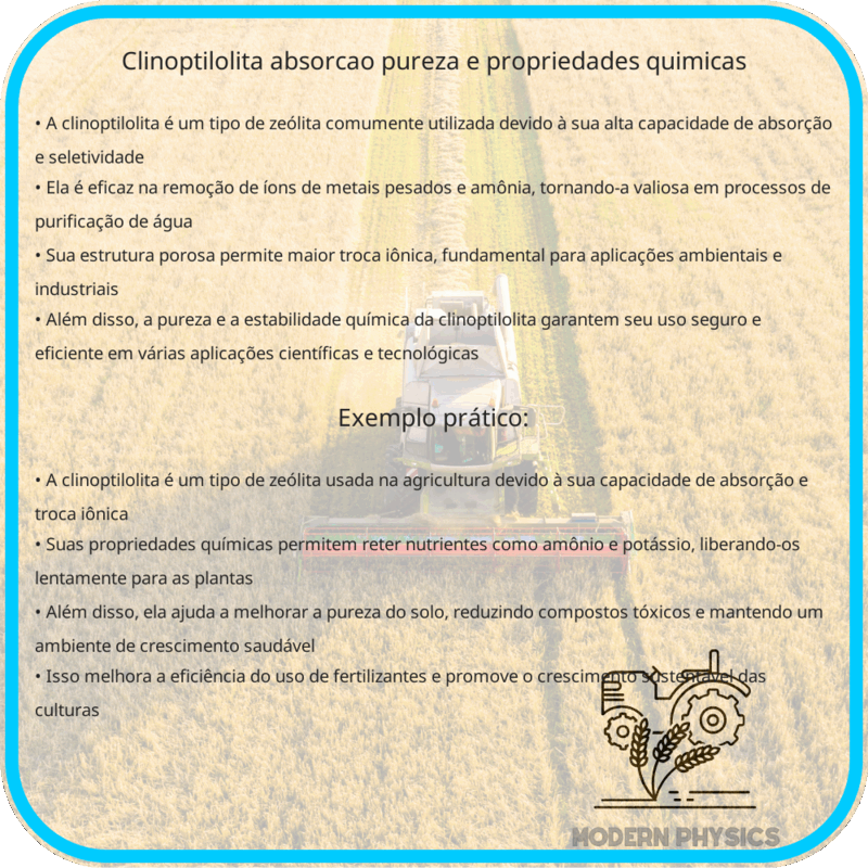 Clinoptilolita | Absorção, Pureza e Propriedades Químicas