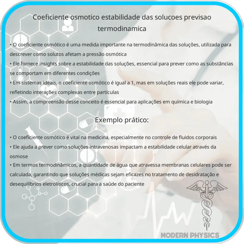 Coeficiente Osmótico | Estabilidade das Soluções, Previsão & Termodinâmica