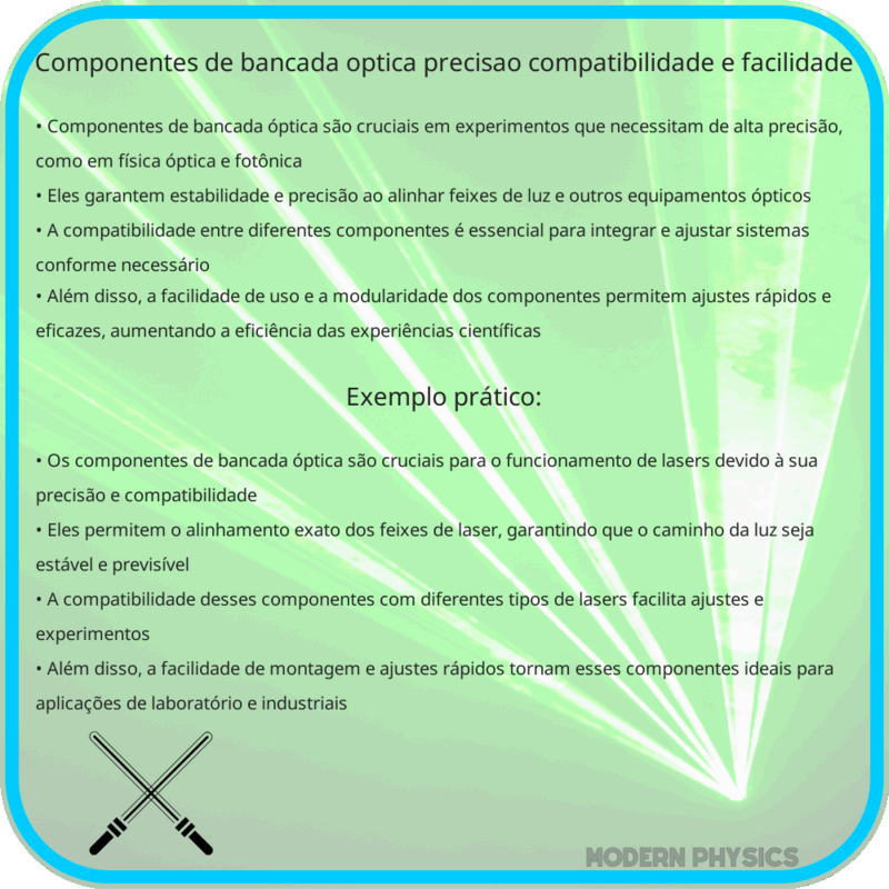 Componentes de Bancada Óptica | Precisão, Compatibilidade e Facilidade