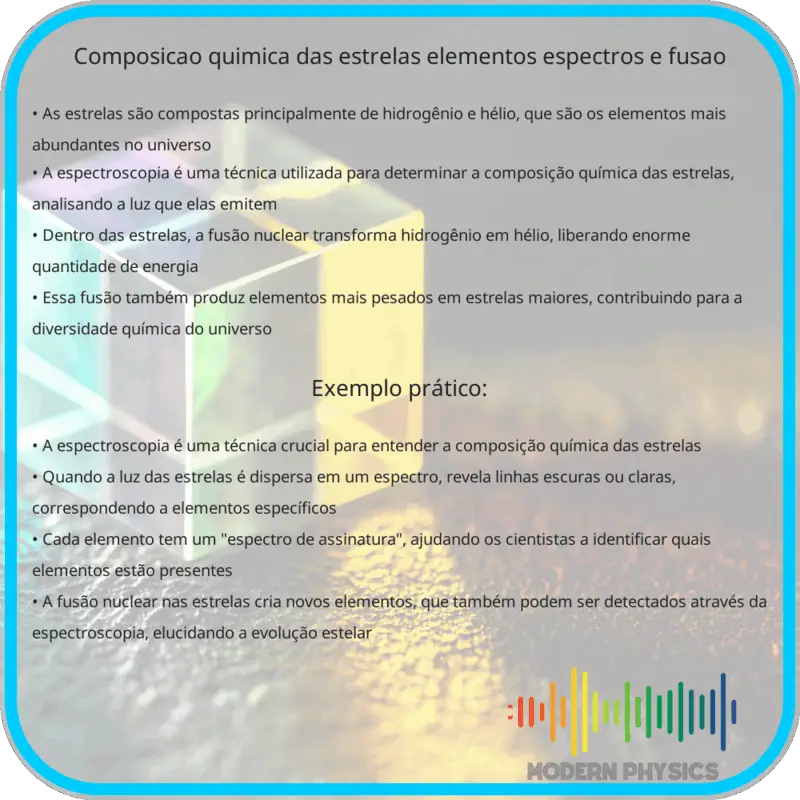Composição Química das Estrelas | Elementos, Espectros e Fusão