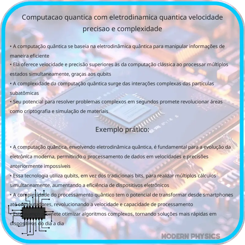 Computação Quântica com Eletrodinâmica Quântica: Velocidade, Precisão e Complexidade