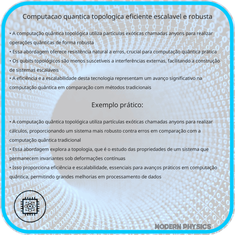 Computação Quântica Topológica: Eficiente, Escalável e Robusta