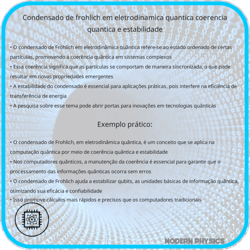 Condensado de Frohlich em Eletrodinâmica Quântica | Coerência Quântica e Estabilidade