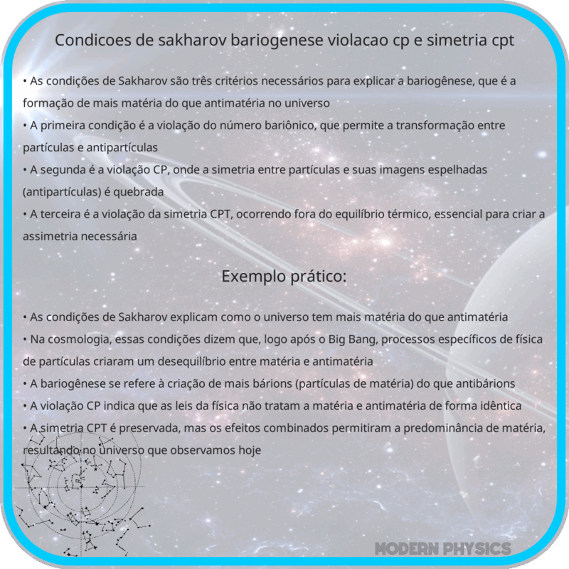 Condições de Sakharov: Bariogênese, Violação CP e Simetria CPT