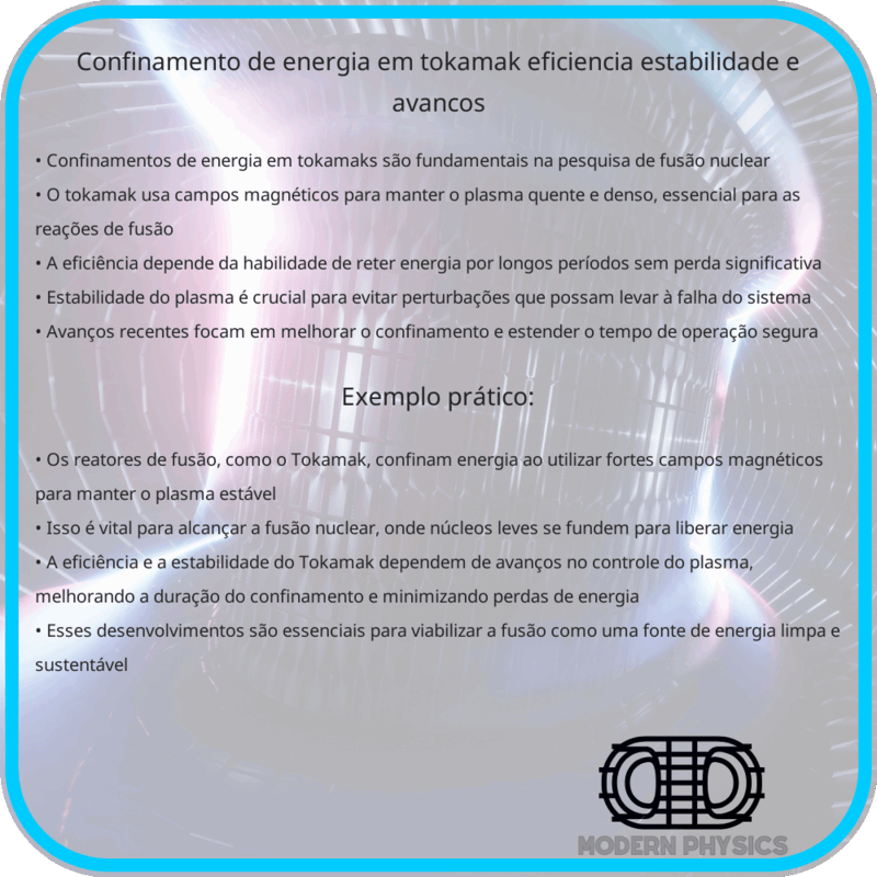Confinamento de Energia em Tokamak | Eficiência, Estabilidade e Avanços
