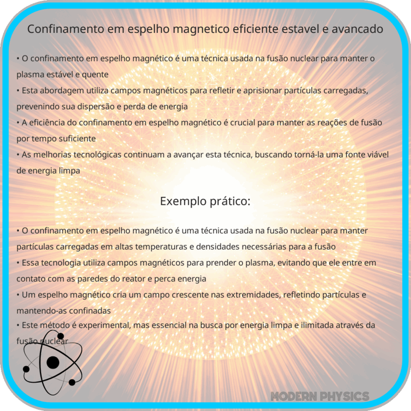 Confinamento em Espelho Magnético: Eficiente, Estável e Avançado