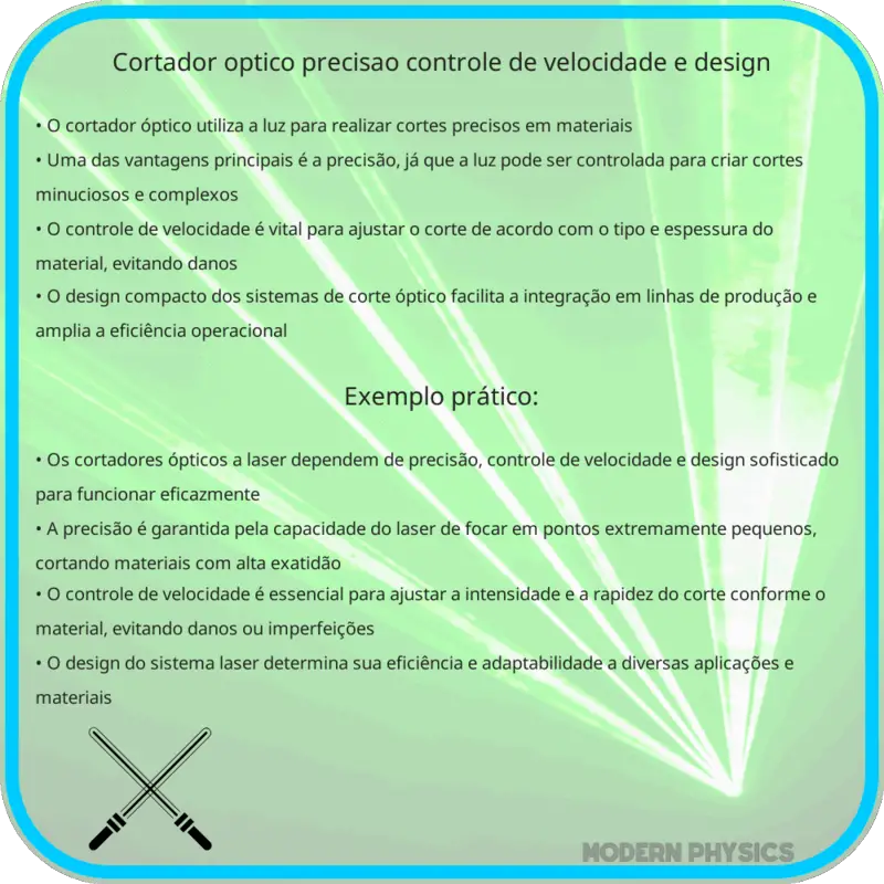 Cortador Óptico | Precisão, Controle de Velocidade e Design