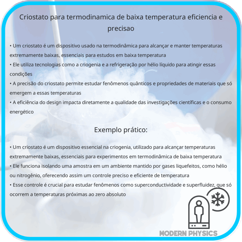 Criostato para Termodinâmica de Baixa Temperatura | Eficiência e Precisão