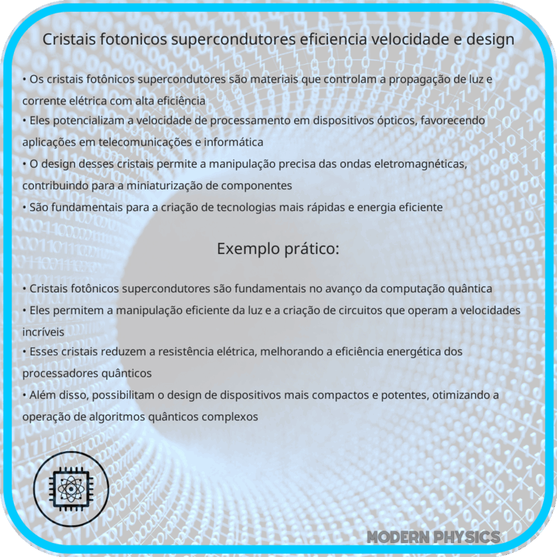 Cristais Fotônicos Supercondutores | Eficiência, Velocidade e Design