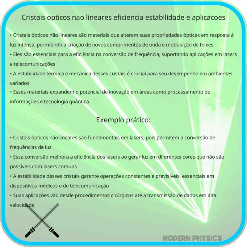 Cristais Ópticos Não Lineares | Eficiência, Estabilidade e Aplicações