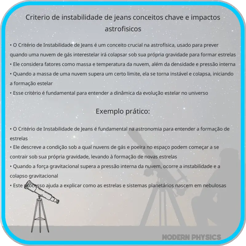 Critério de Instabilidade de Jeans | Conceitos-Chave e Impactos Astrofísicos