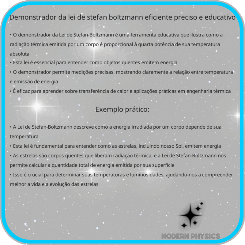 Demonstrador da Lei de Stefan-Boltzmann | Eficiente, Preciso e Educativo