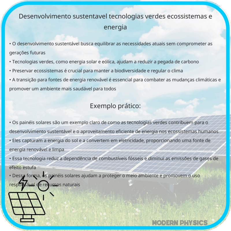 Desenvolvimento Sustentável | Tecnologias Verdes, Ecossistemas e Energia