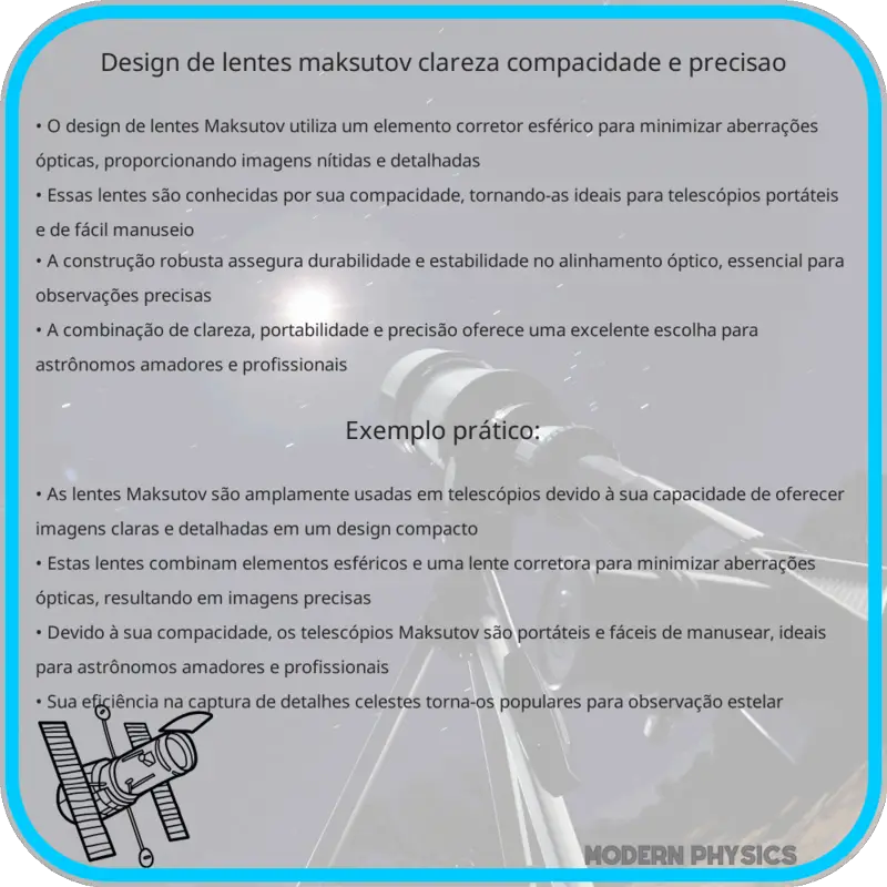 Design de Lentes Maksutov | Clareza, Compacidade e Precisão