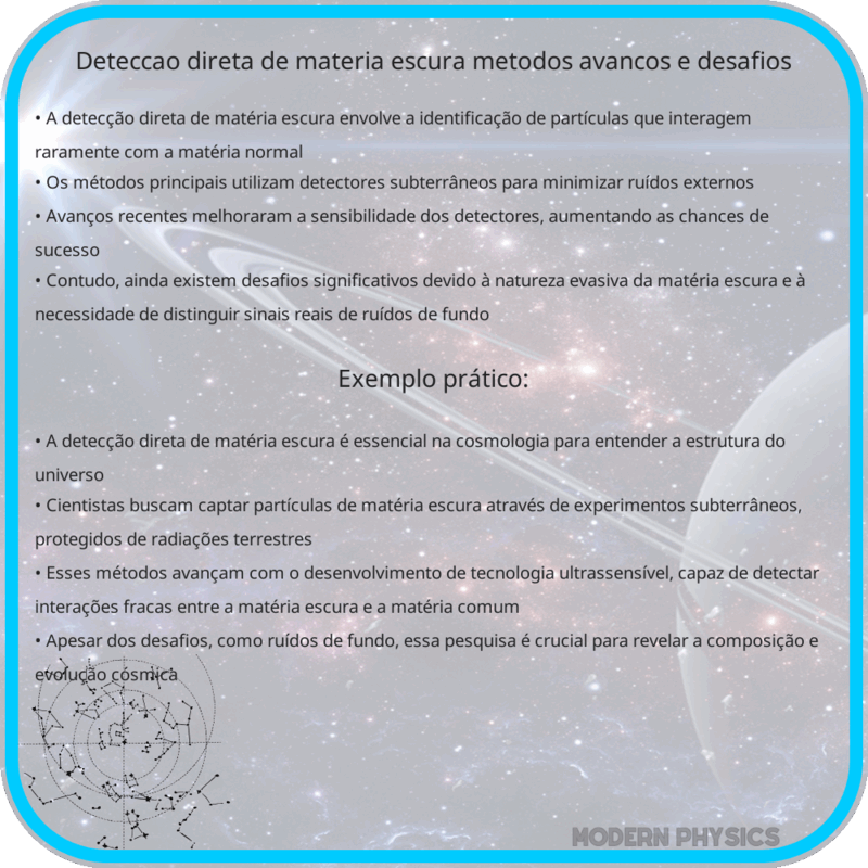 Detecção Direta de Matéria Escura | Métodos, Avanços e Desafios
