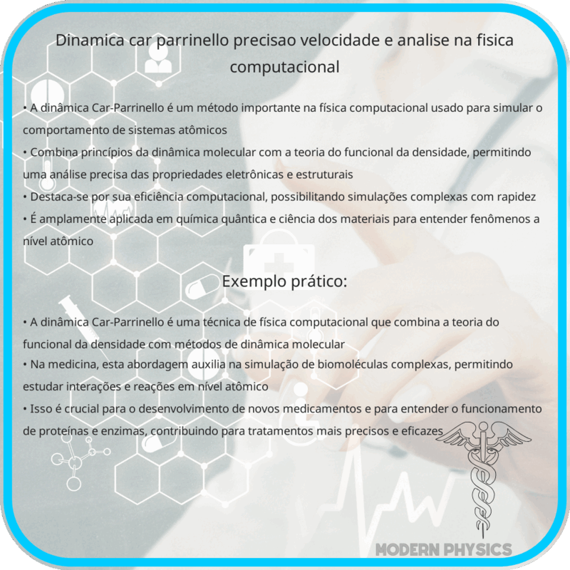Dinâmica Car-Parrinello | Precisão, Velocidade e Análise na Física Computacional