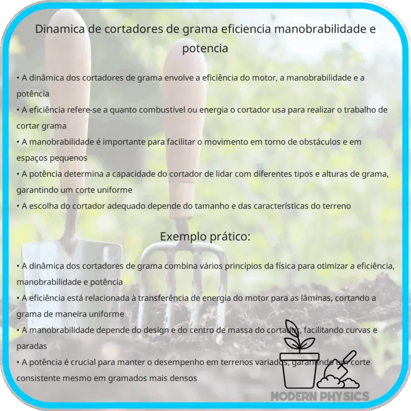 Dinâmica de Cortadores de Grama | Eficiência, Manobrabilidade e Potência