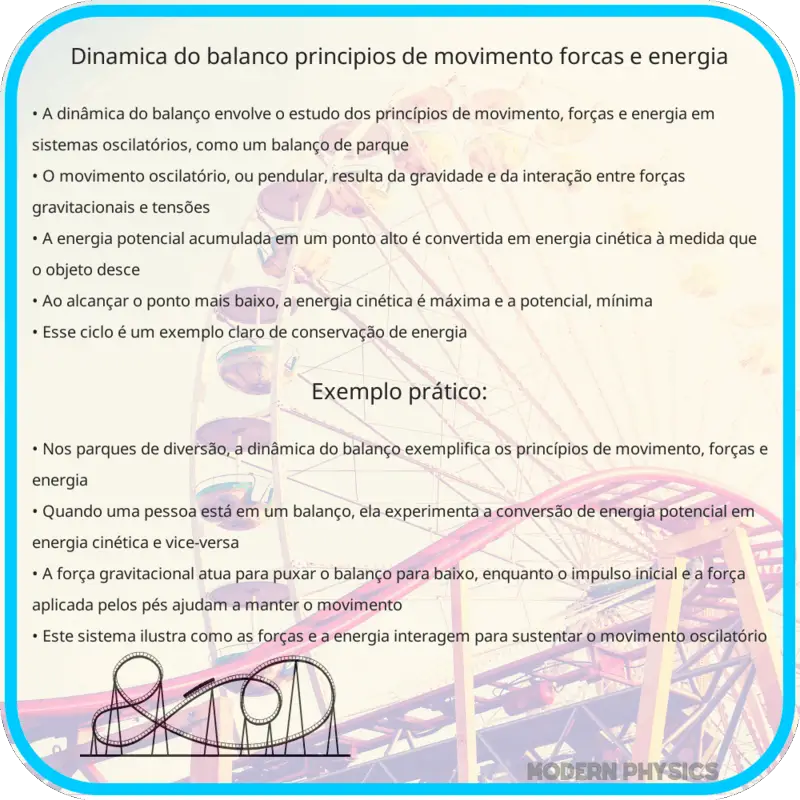 Dinâmica do Balanço | Princípios de Movimento, Forças e Energia