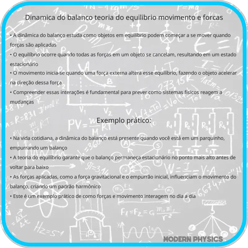 Dinâmica do Balanço | Teoria do Equilíbrio, Movimento e Forças