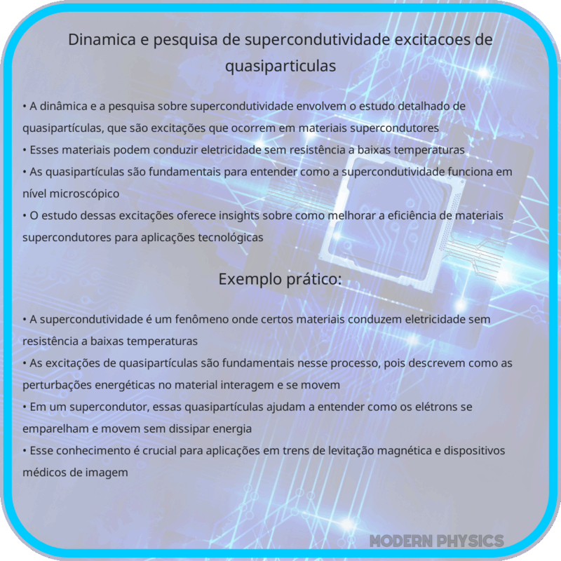 Dinâmica e Pesquisa de Supercondutividade: Excitações de Quasipartículas
