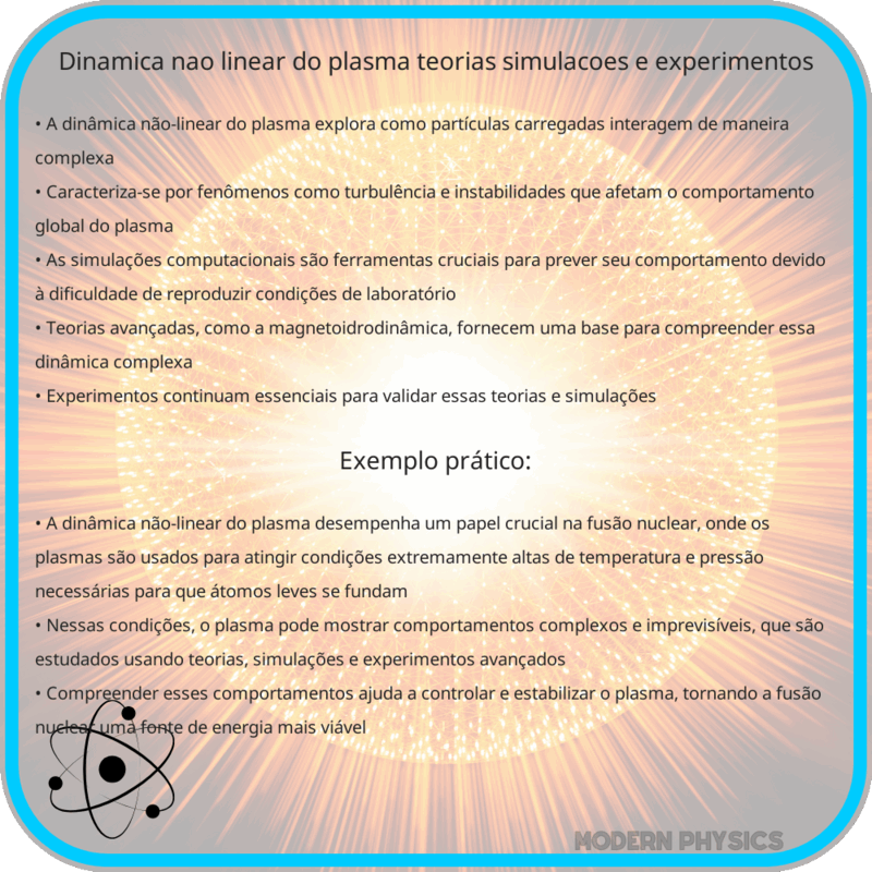 Dinâmica Não-Linear do Plasma: Teorias, Simulações e Experimentos