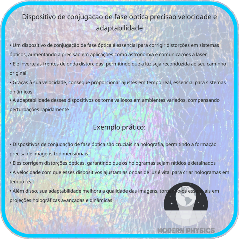 Dispositivo de Conjugação de Fase Óptica | Precisão, Velocidade e Adaptabilidade