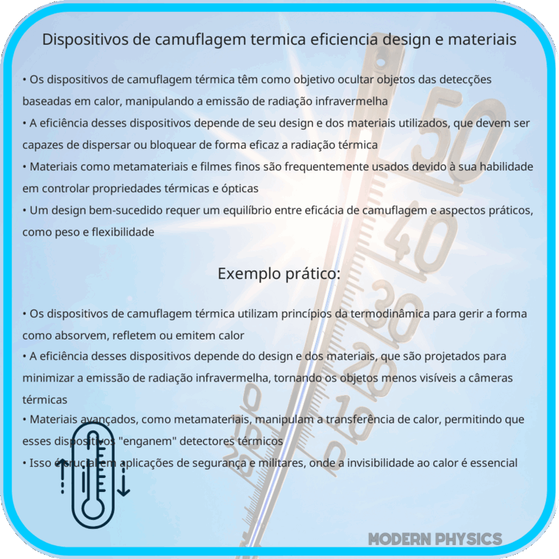 Dispositivos de Camuflagem Térmica | Eficiência, Design e Materiais