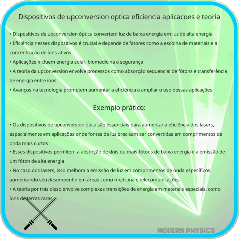 Dispositivos de Upconversion Óptica: Eficiência, Aplicações e Teoria
